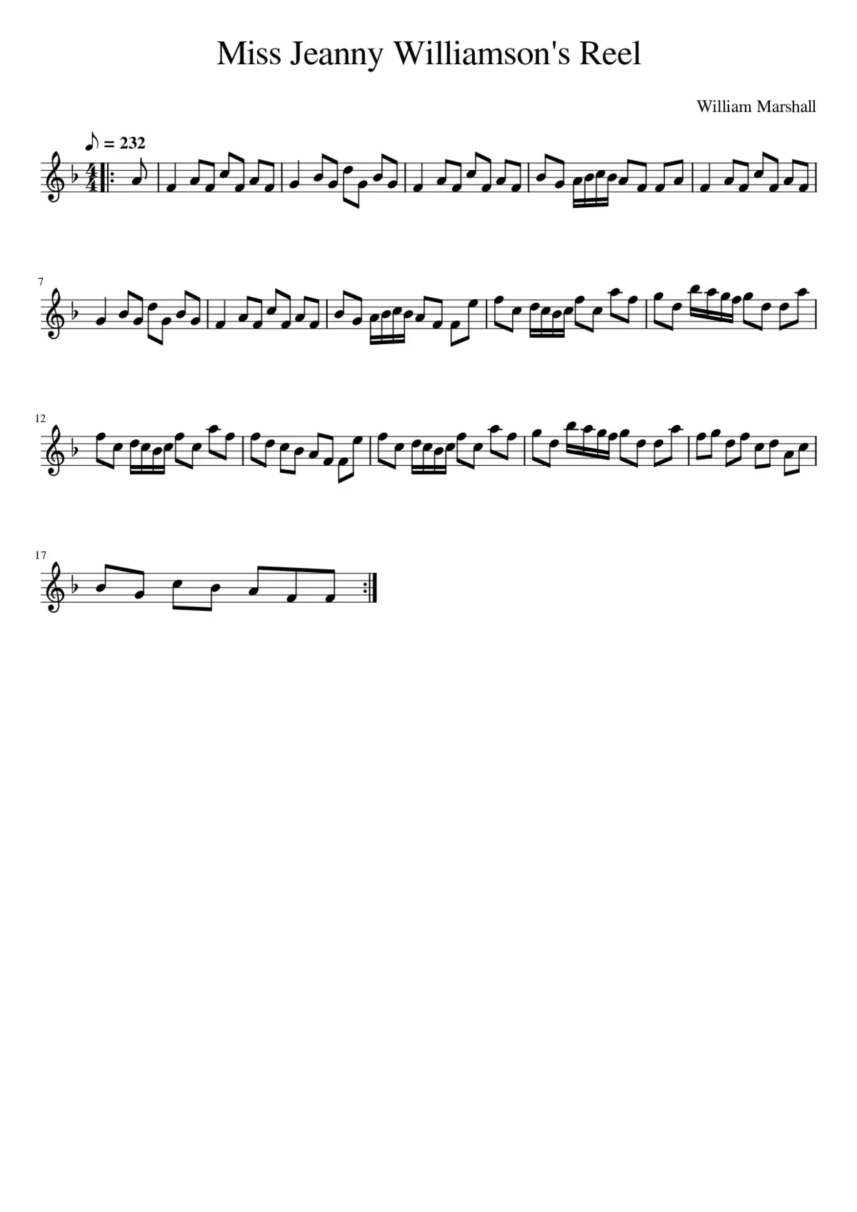 Miss Jeanny Williamson's Reel - Page 1