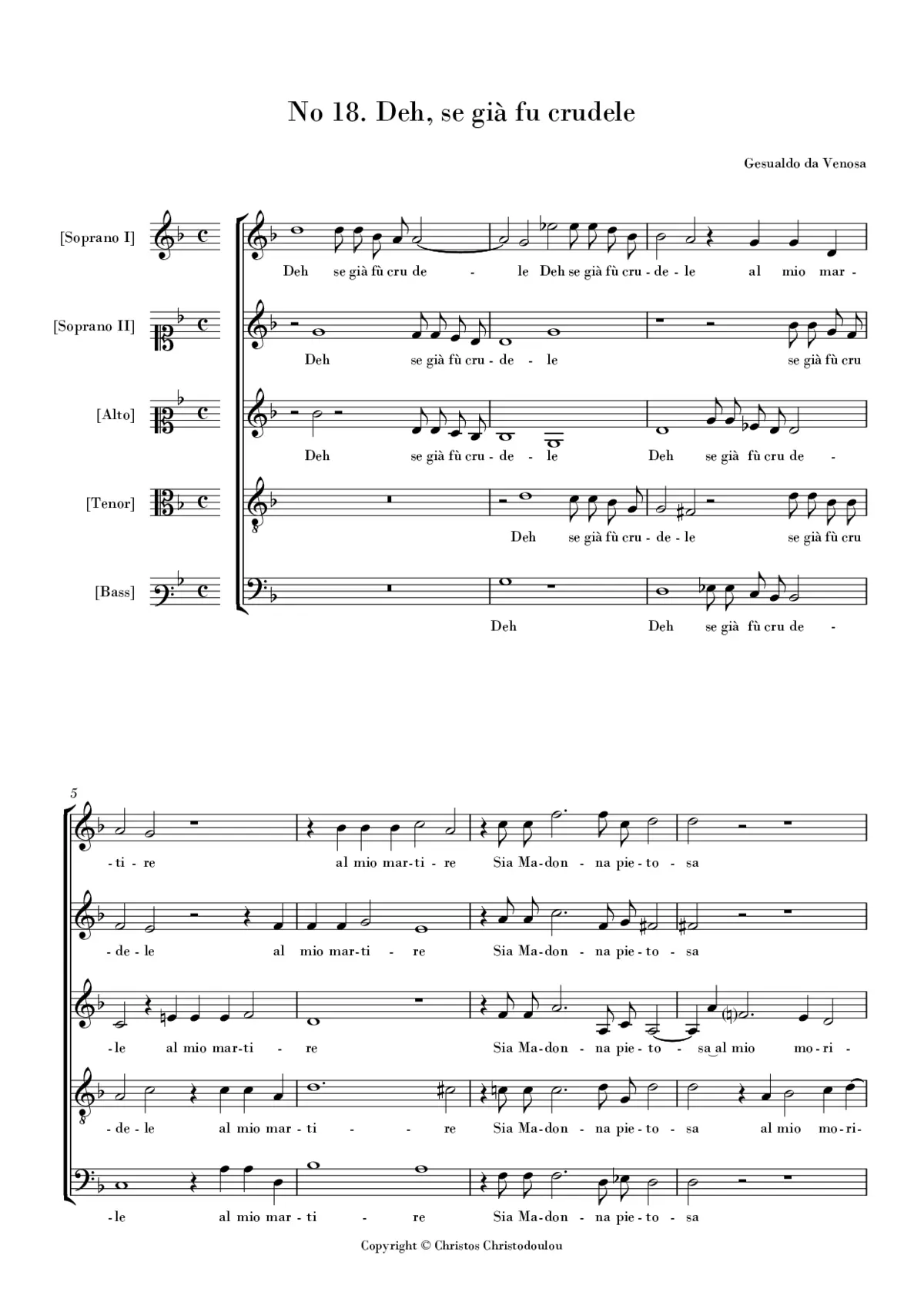 Deh, se già fu crudele - Page 1