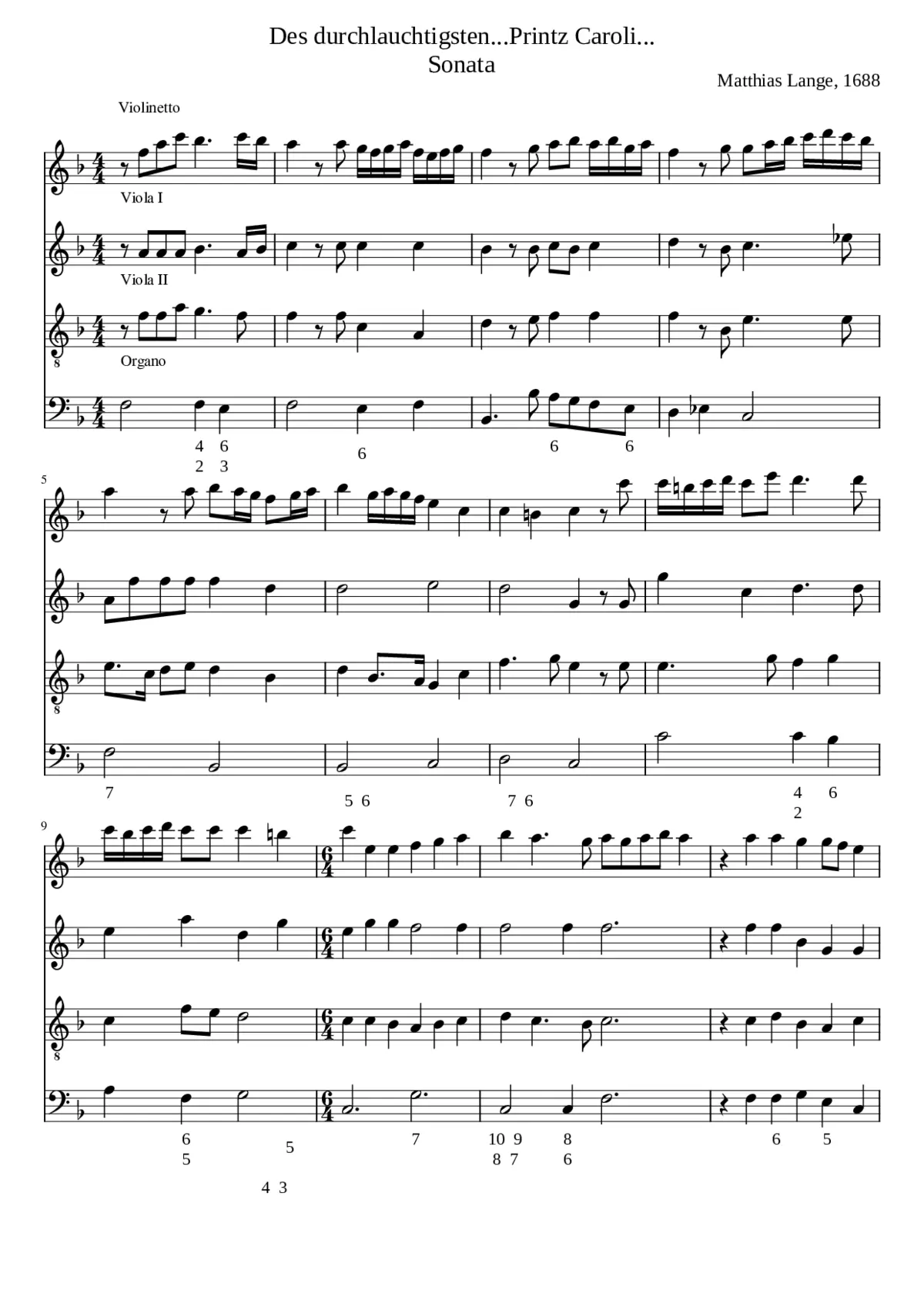 Matthias Lange - Des durchlauchtigsten Printz Caroli Sonata - Page 1