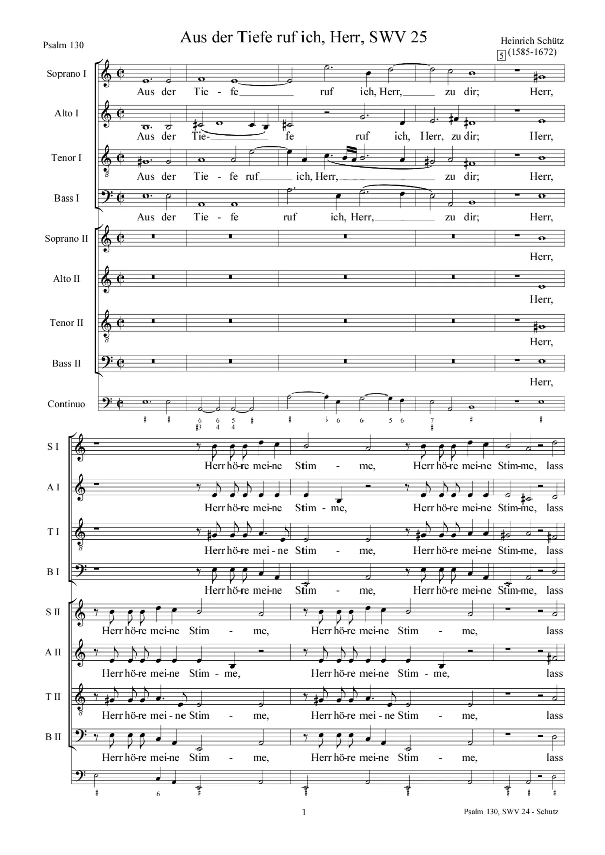 Aus der Tiefe (Psalm 130), SWV 25 - Page 1