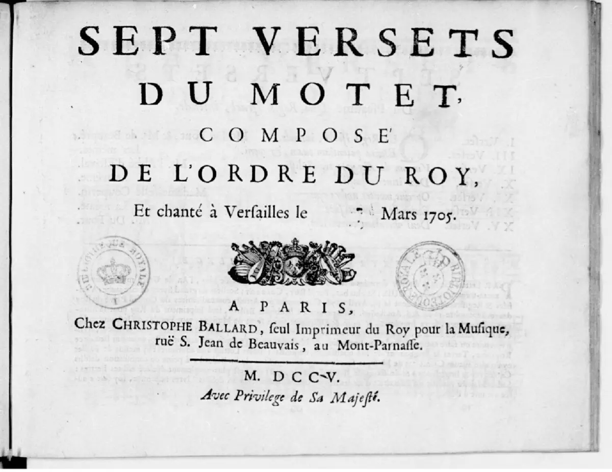 Sept Versets du motet composé de l'ordre du roy... et chanté à Versailles en mars 1705 - Page 1