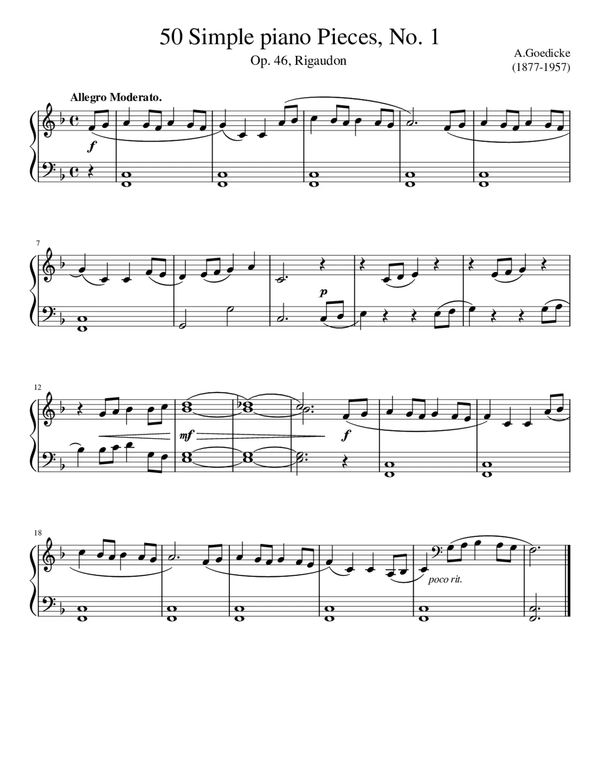 50 Easy Piano Pieces Op.46 - Page 1