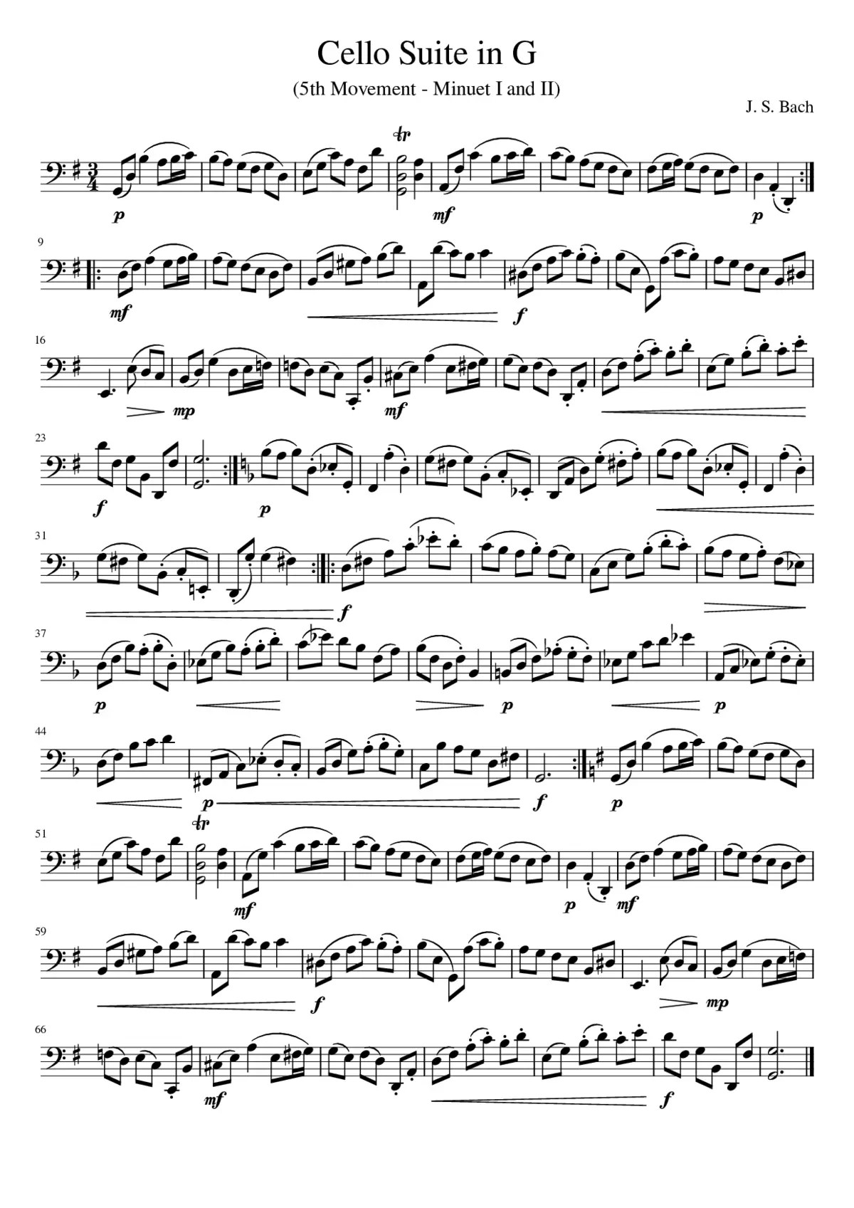 Cello Suite No.1 in G major BWV 1007 - Page 1
