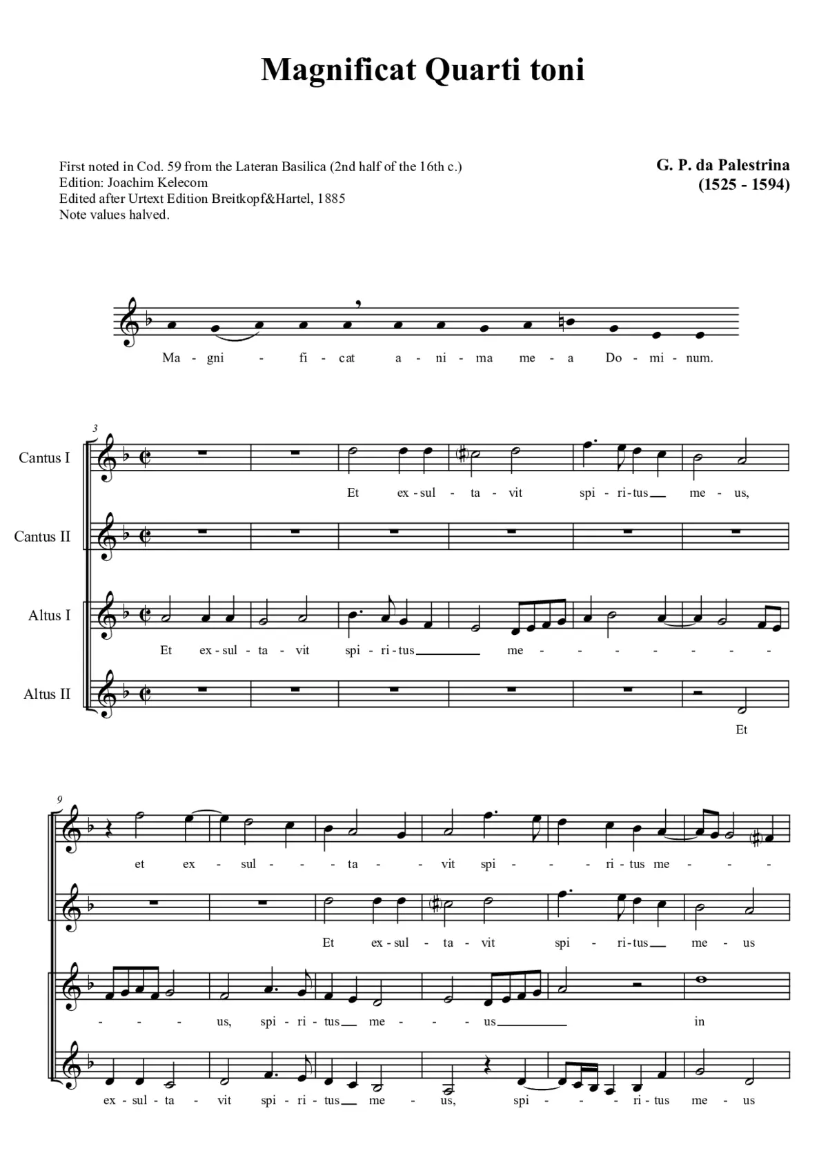 Magnificat quarti toni a 4 voces pares - Page 1