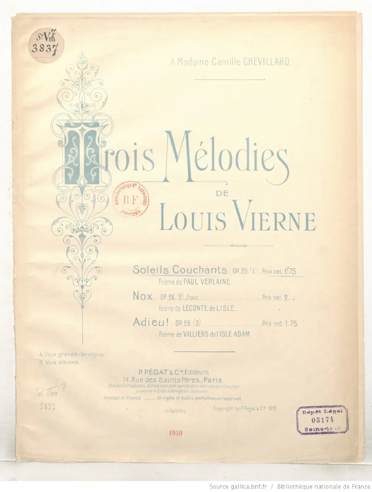 Trois mélodies - Page 1