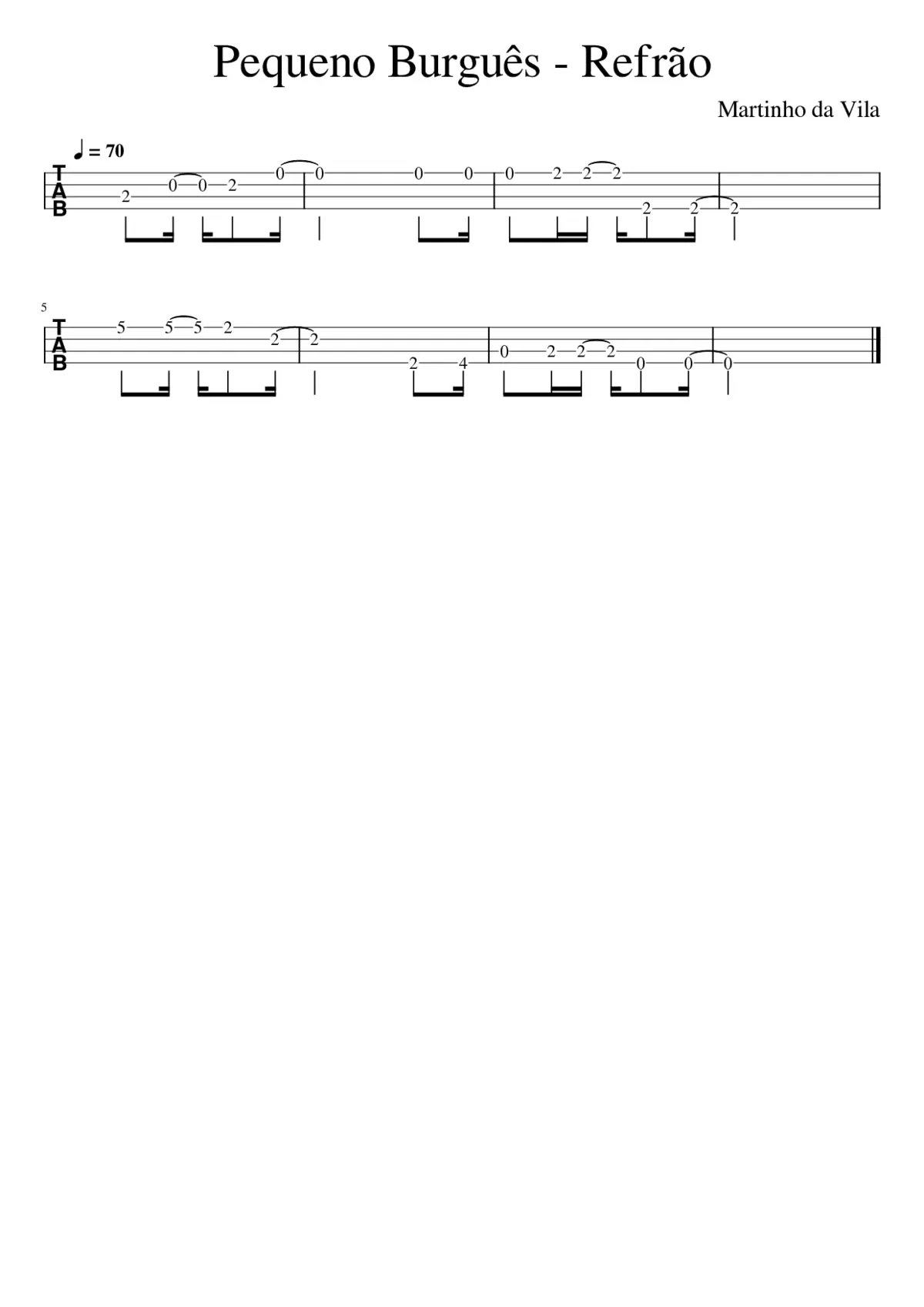 Pequeno Burguês - Refrão - Tablatura com ritmo - Page 1