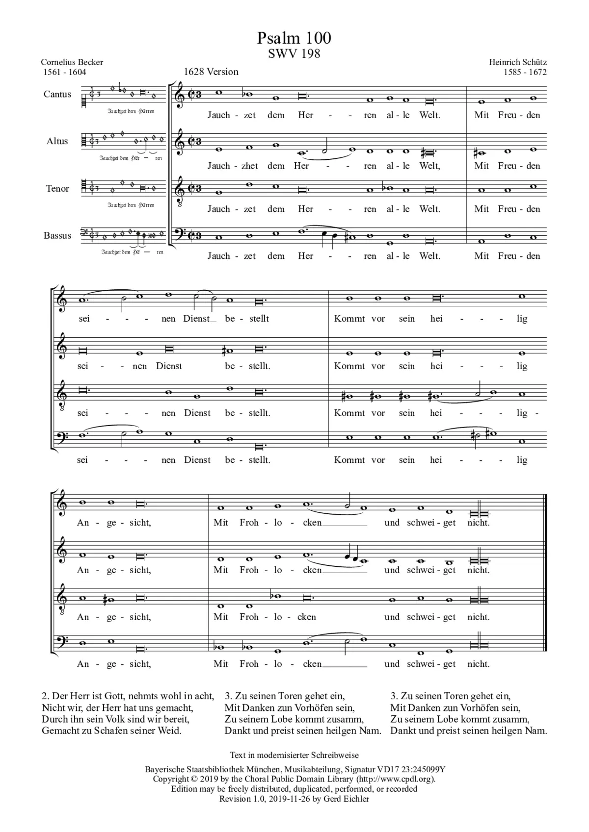 Jauchzet dem Herren, alle Welt, SWV 198 - Page 1