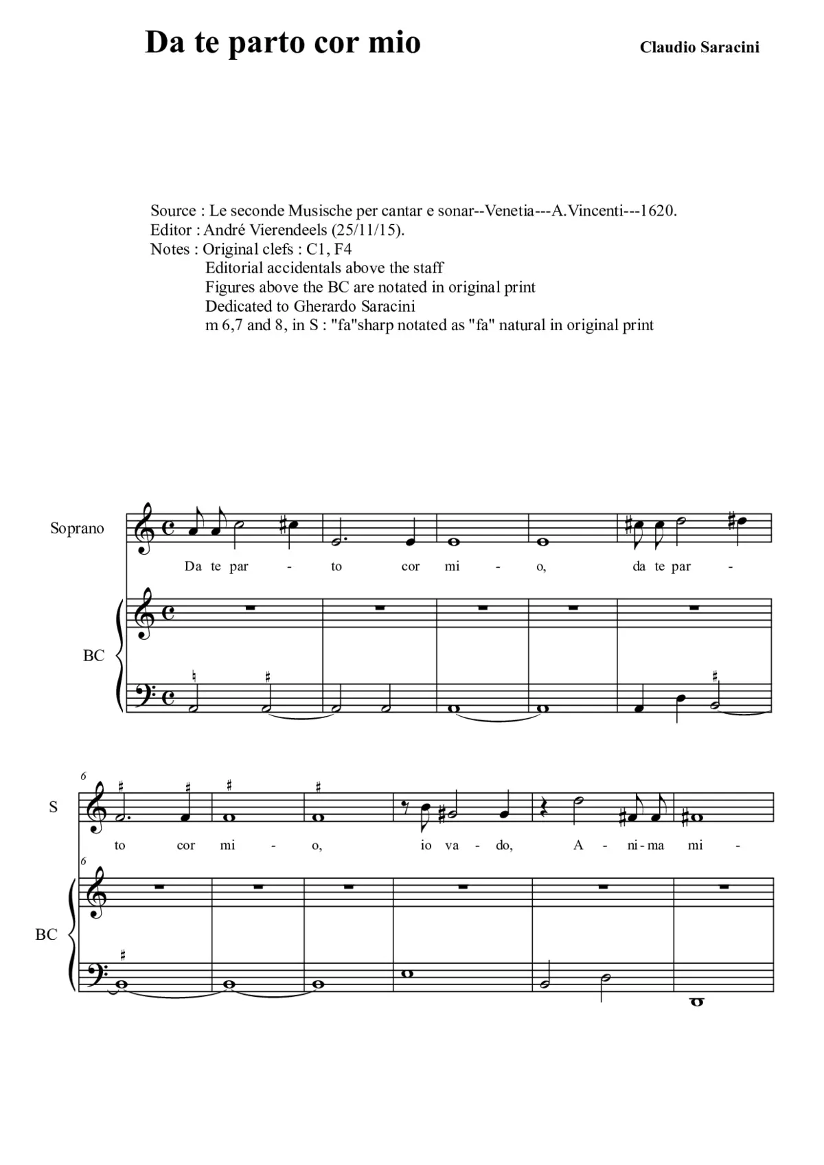 Da te parto cor mio - Page 1
