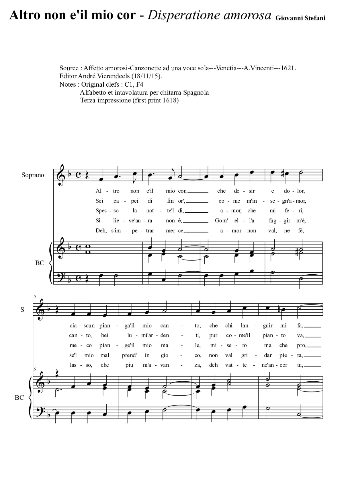 Altro non e'il mio cor - Disperatione amorosa - Page 1