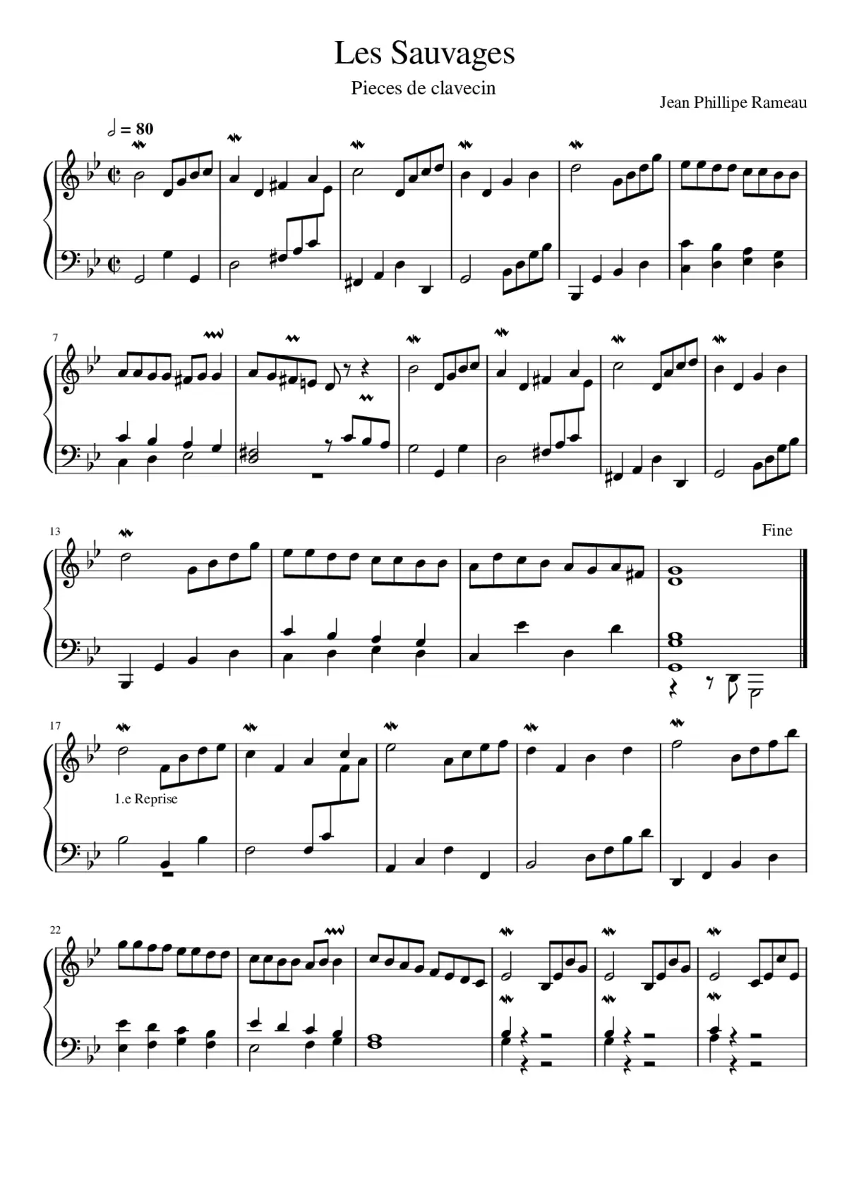 les sauvages nouvelles suites de pieces de clavecin - Page 1