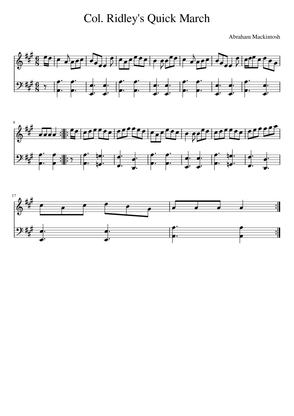 Col. Ridley's Quick March - Page 1