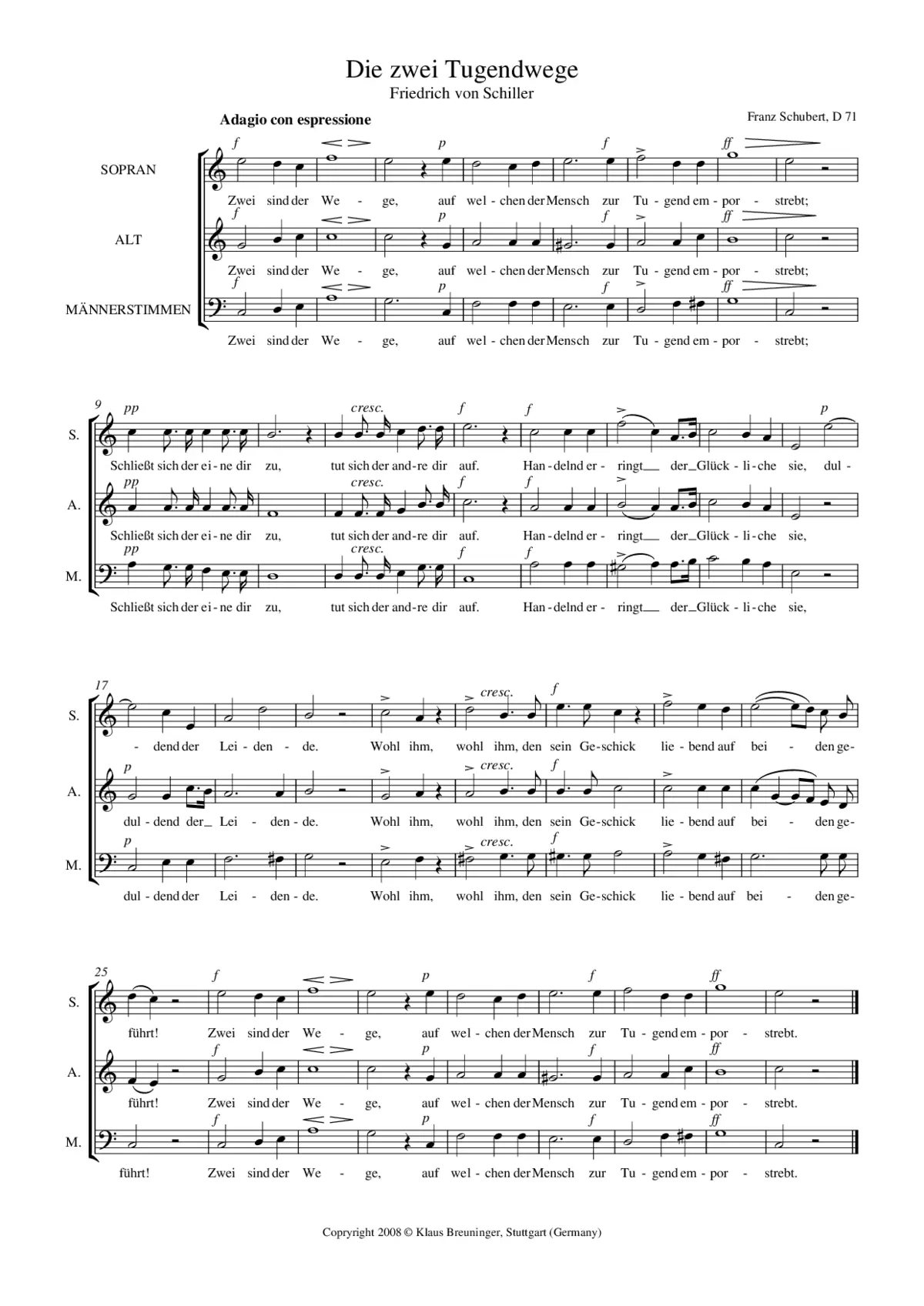 Die zwei Tugendwege, D71 - Page 1
