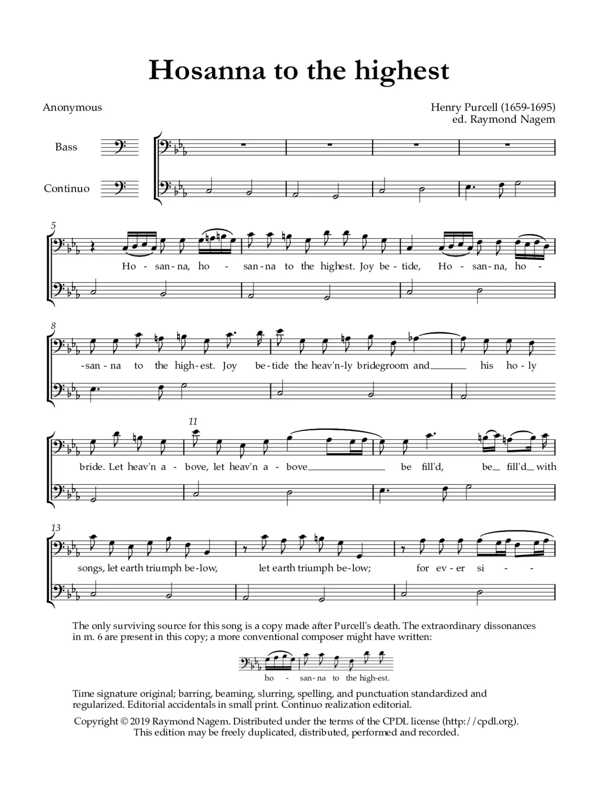 Hosanna to the highest, Z 187 - Page 1