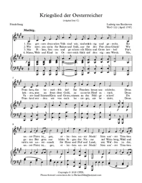 Kriegslied der Österreicher, WoO 122