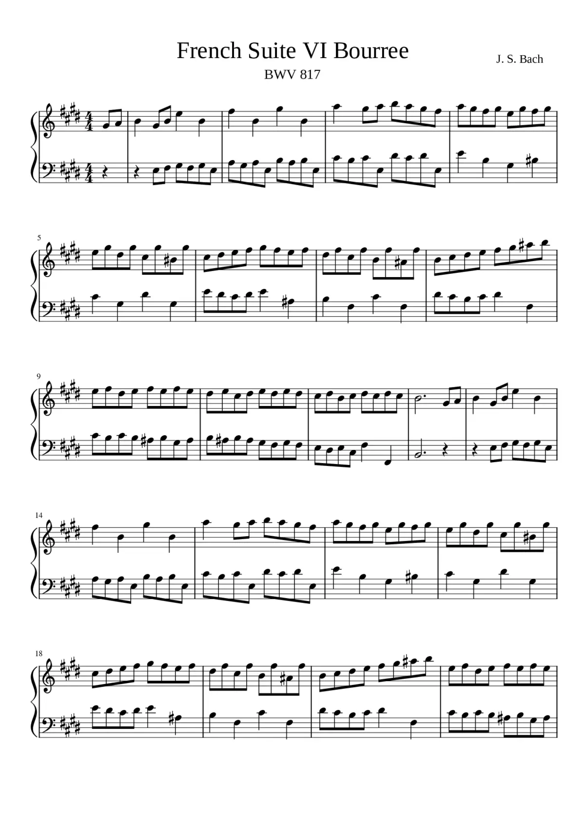 French Suite No.6 in E major BWV 817 - Page 1