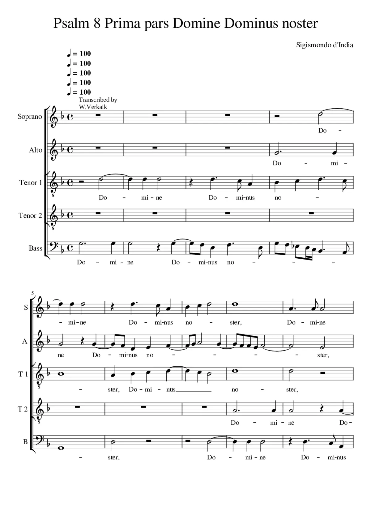 Psalm 8 Prima pars Domine Dominus noster - Page 1