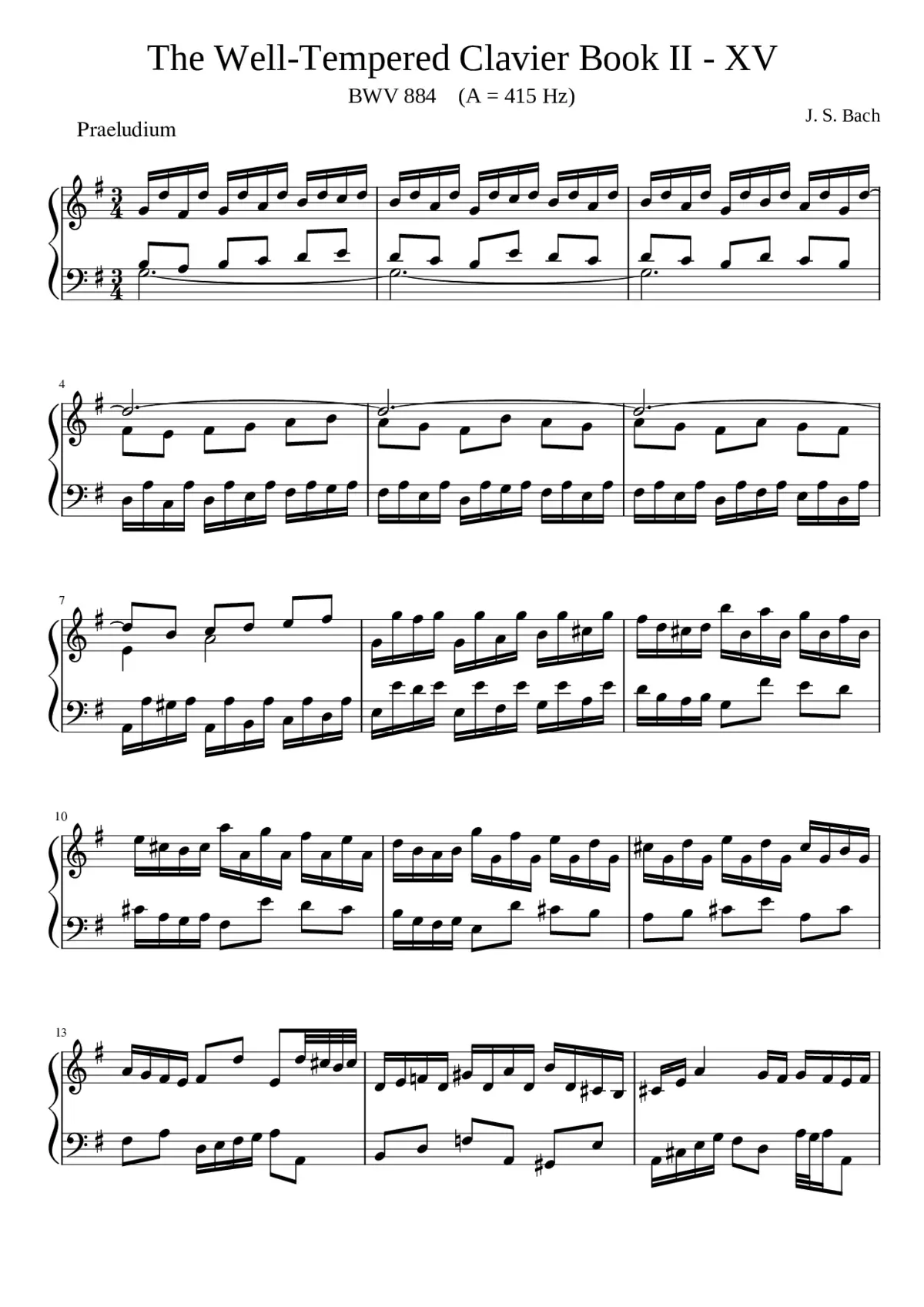 Prelude and Fugue in G major BWV 884 - Page 1