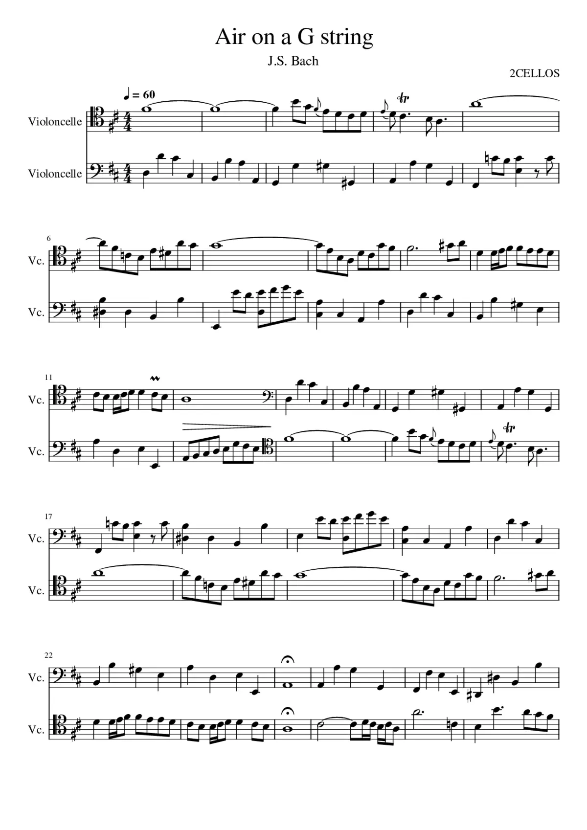 Air 'on the G string' Orchestral Suite No. 3 in D major BWV 1068 - Page 1