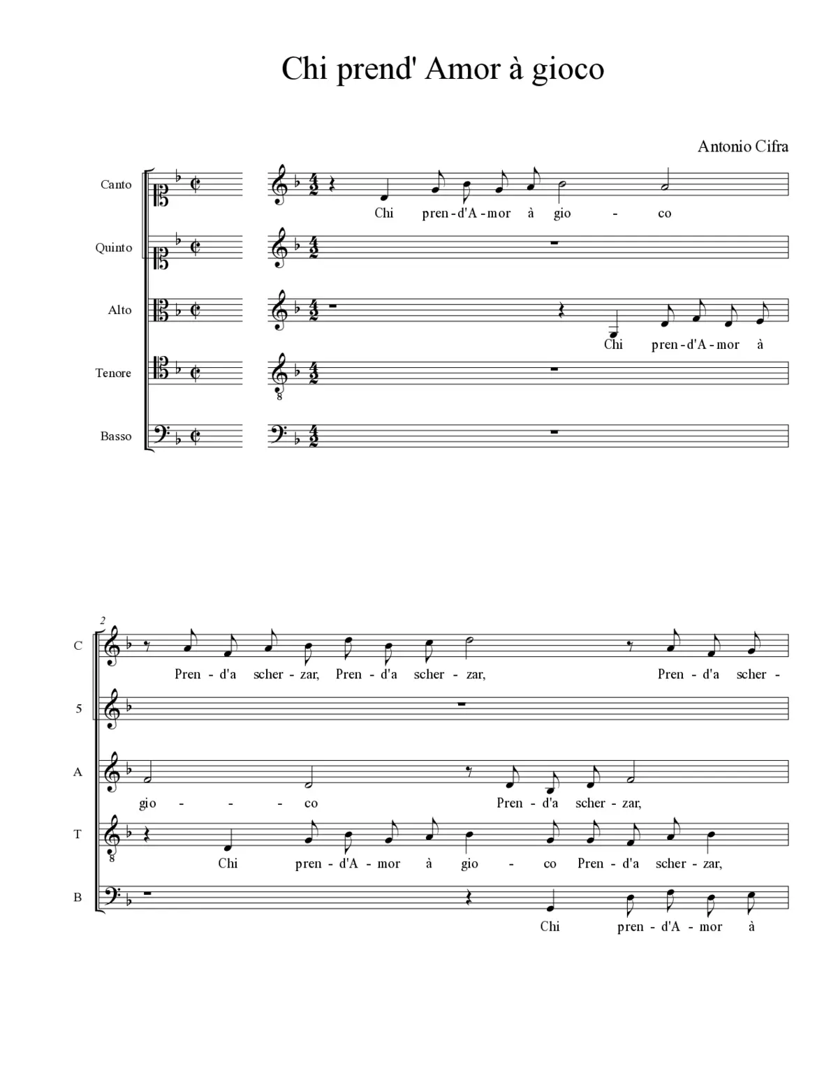 Chi prend' Amor à gioco - Page 1
