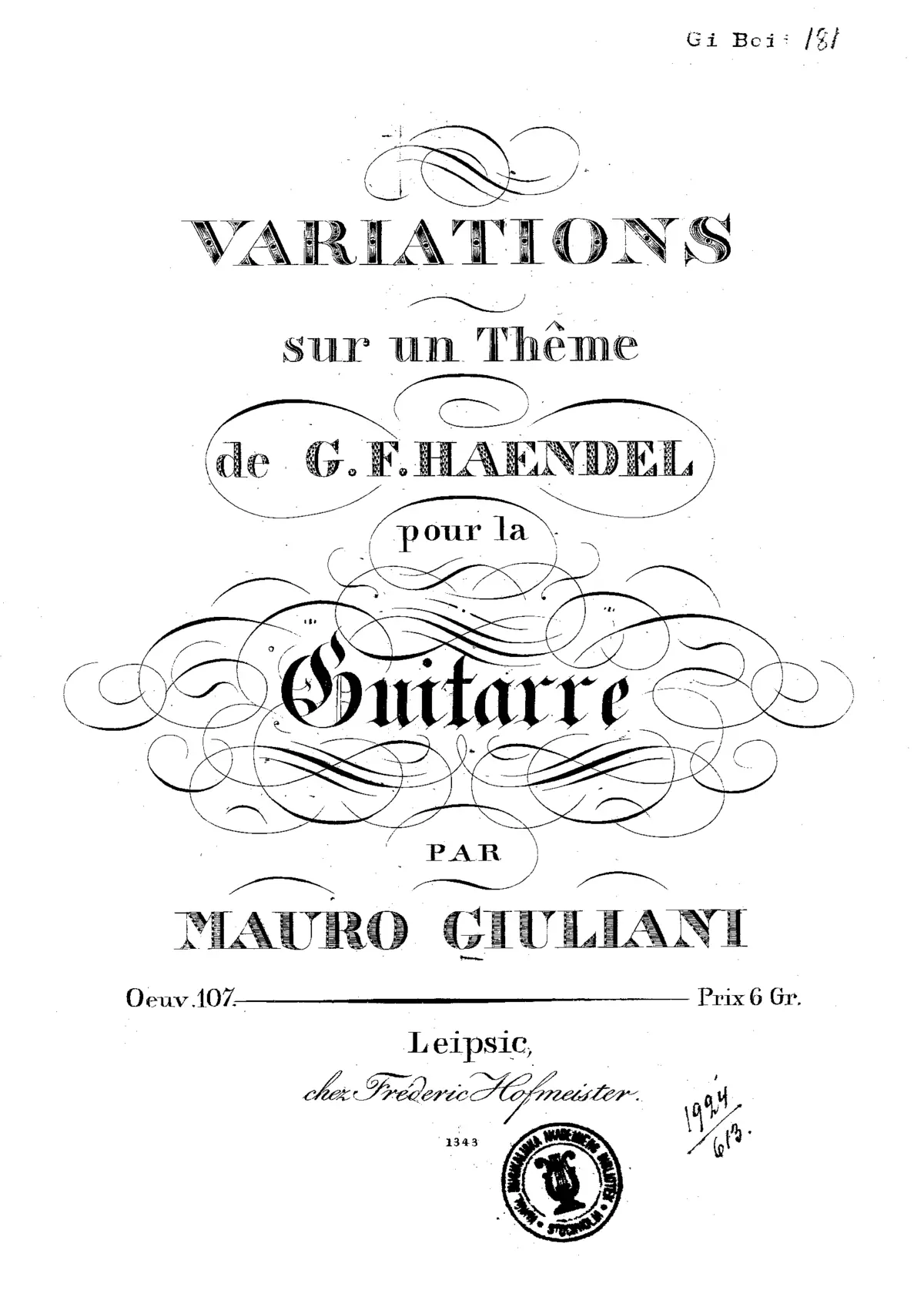 Variations on 'The Harmonious Blacksmith' by G.F.Handel - Page 1