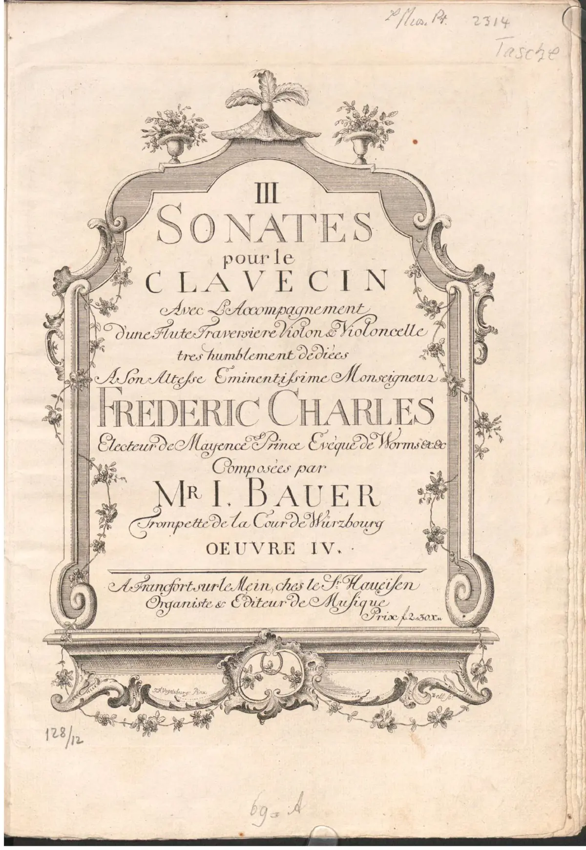 3 sonates pour le clavecin avec l'accompagnement d'une flute, violon et violoncelle - Page 1