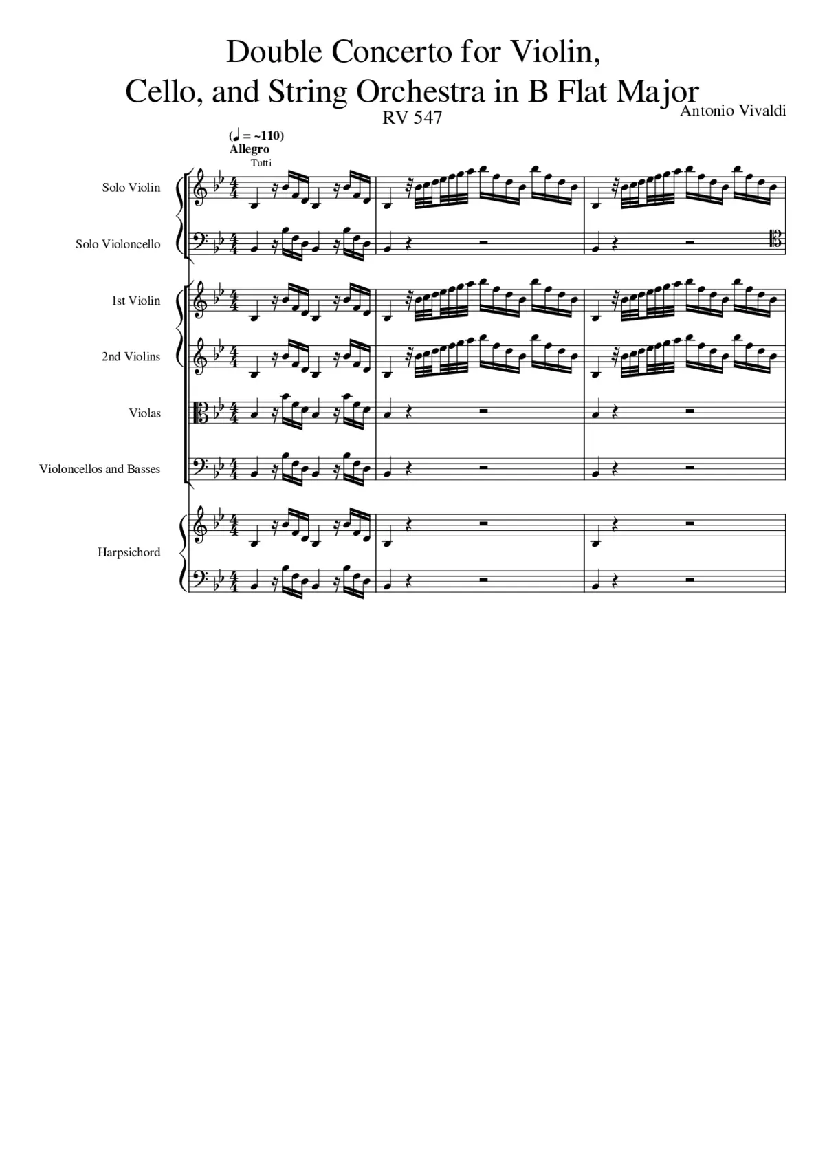 Concerto for Violin and Cello in B-flat major RV 547 - Page 1