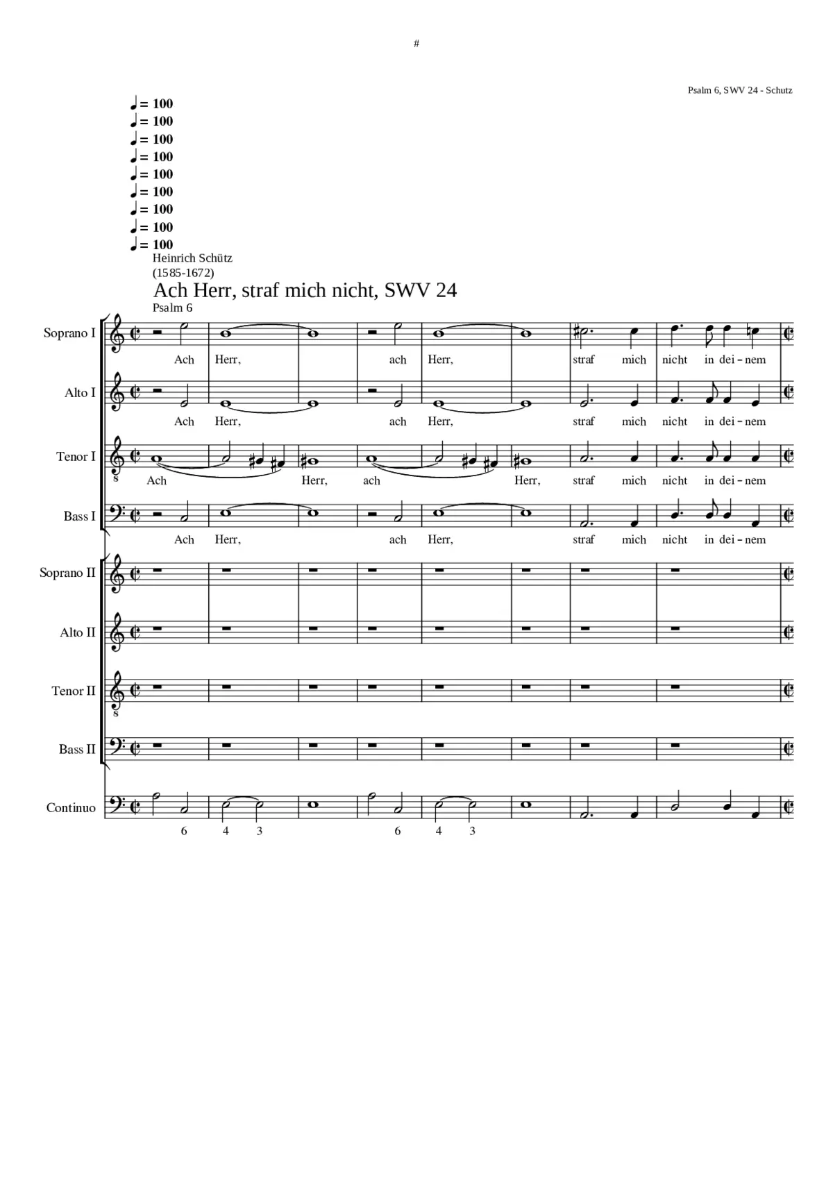 Ach Herr straf mich nicht (Psalm 6) SWV 24 - Page 1