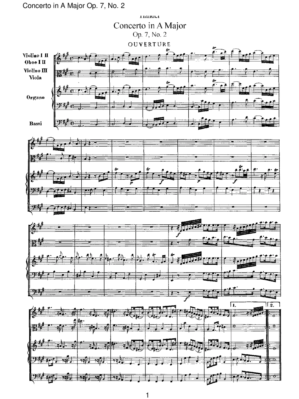 Organ Concerto in A major - Page 1
