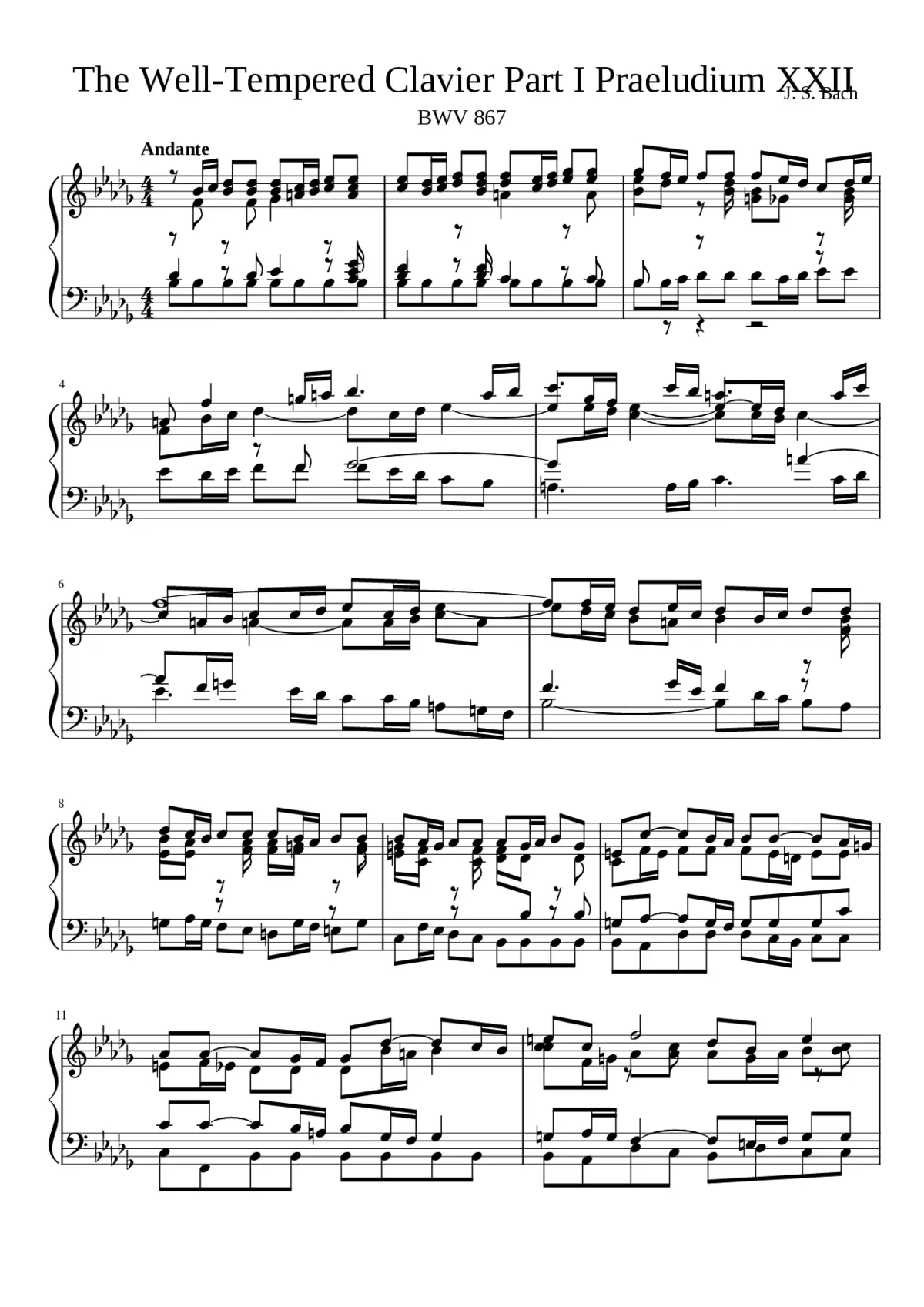 Prelude and Fugue in B-flat minor BWV 867 - Page 1