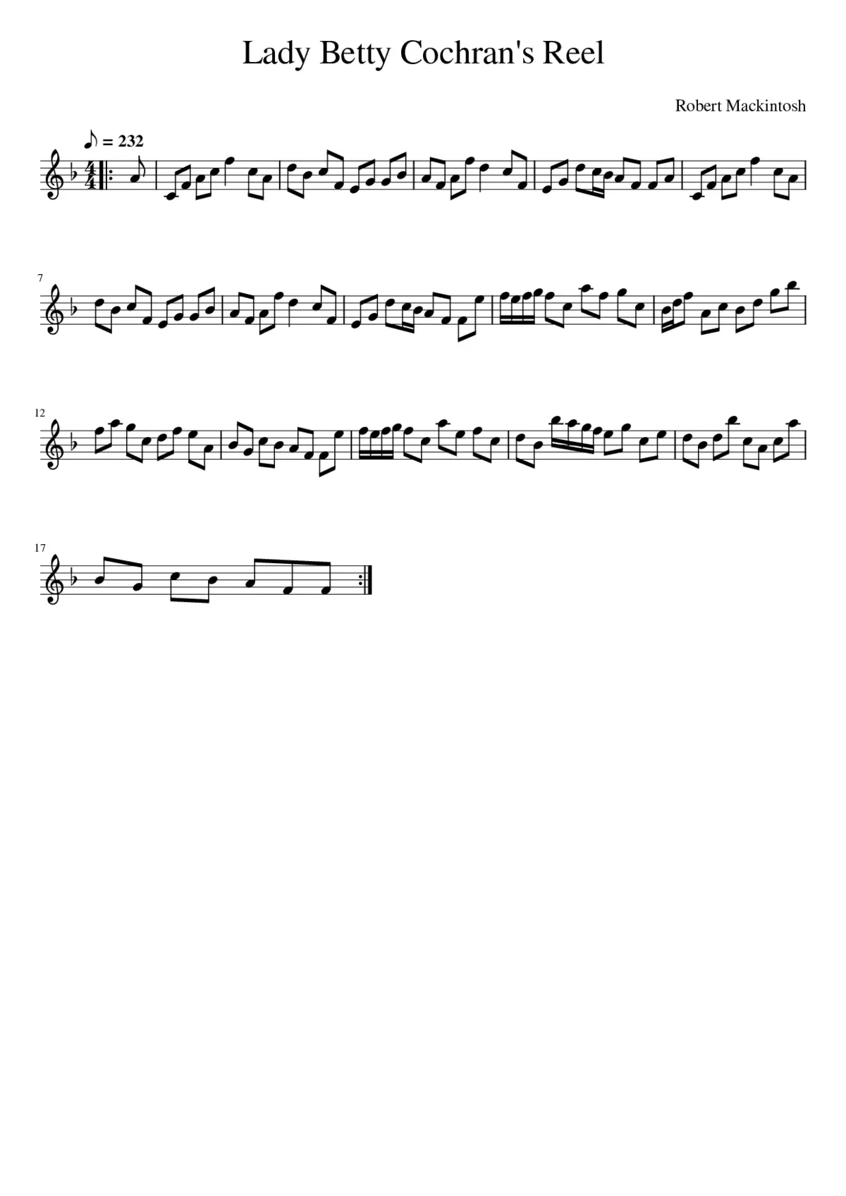 Lady Betty Cochran's Reel - Page 1