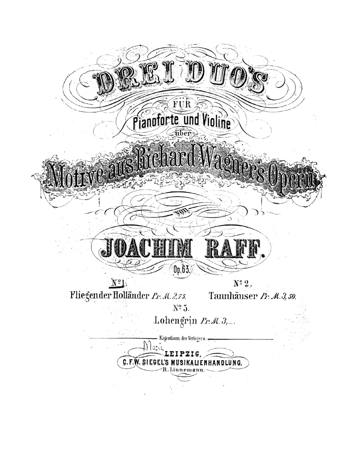 3 Duos for Violin and Piano on Motives from Richard Wagner's Operas - Page 1