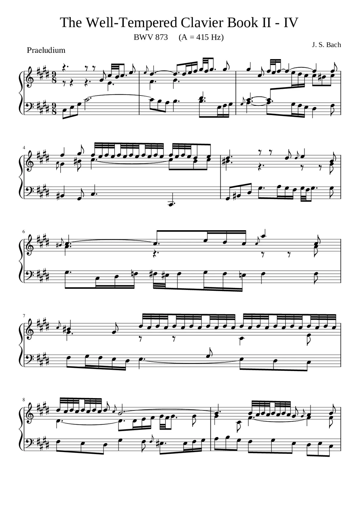 Prelude and Fugue in C-sharp minor BWV 873 - Page 1