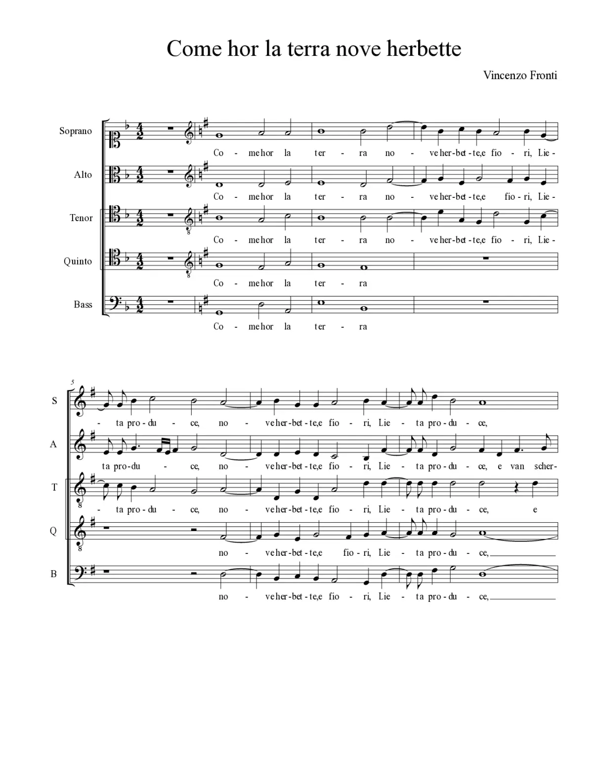 Come hor la terra nove herbette - Page 1