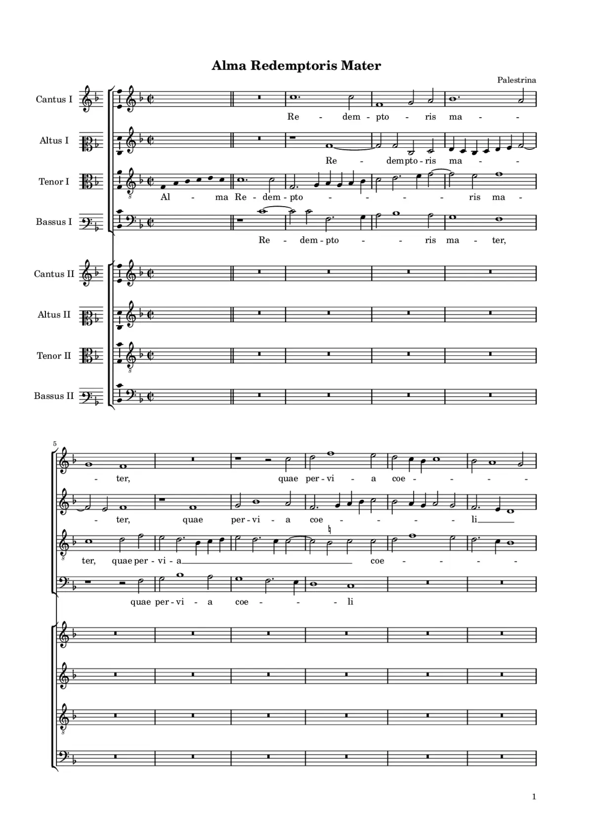 Alma Redemptoris Mater a 8 (Capella Giulia ms) - Page 1