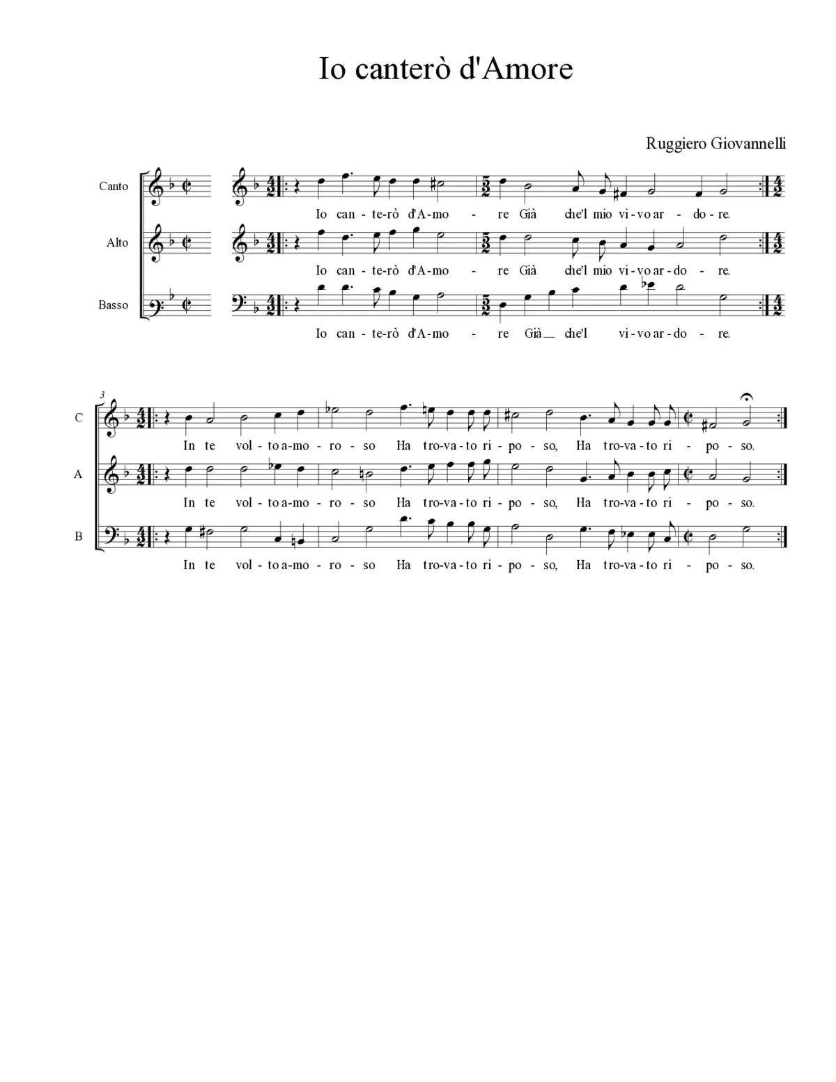 Io canterò d'Amore - Page 1
