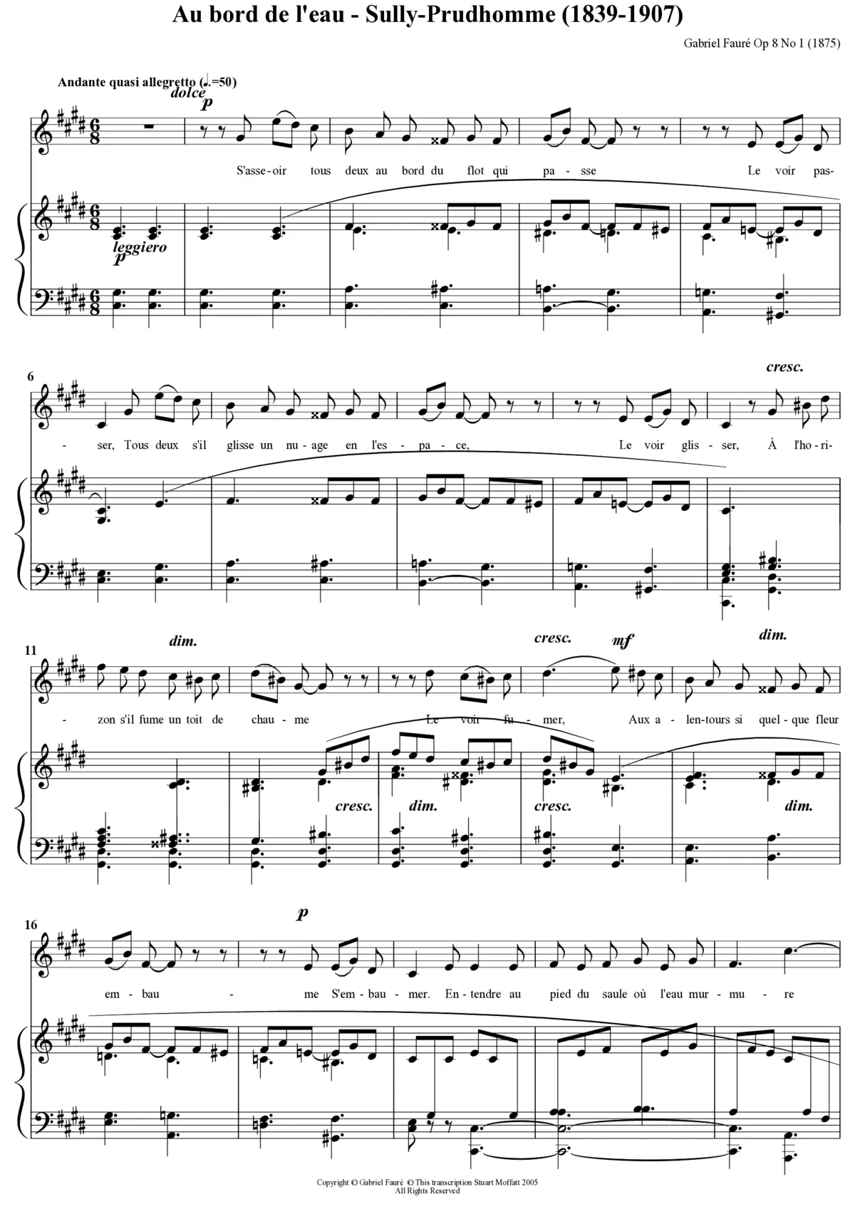 Au bord de l'eau, Op 8 No. 1 - Page 1