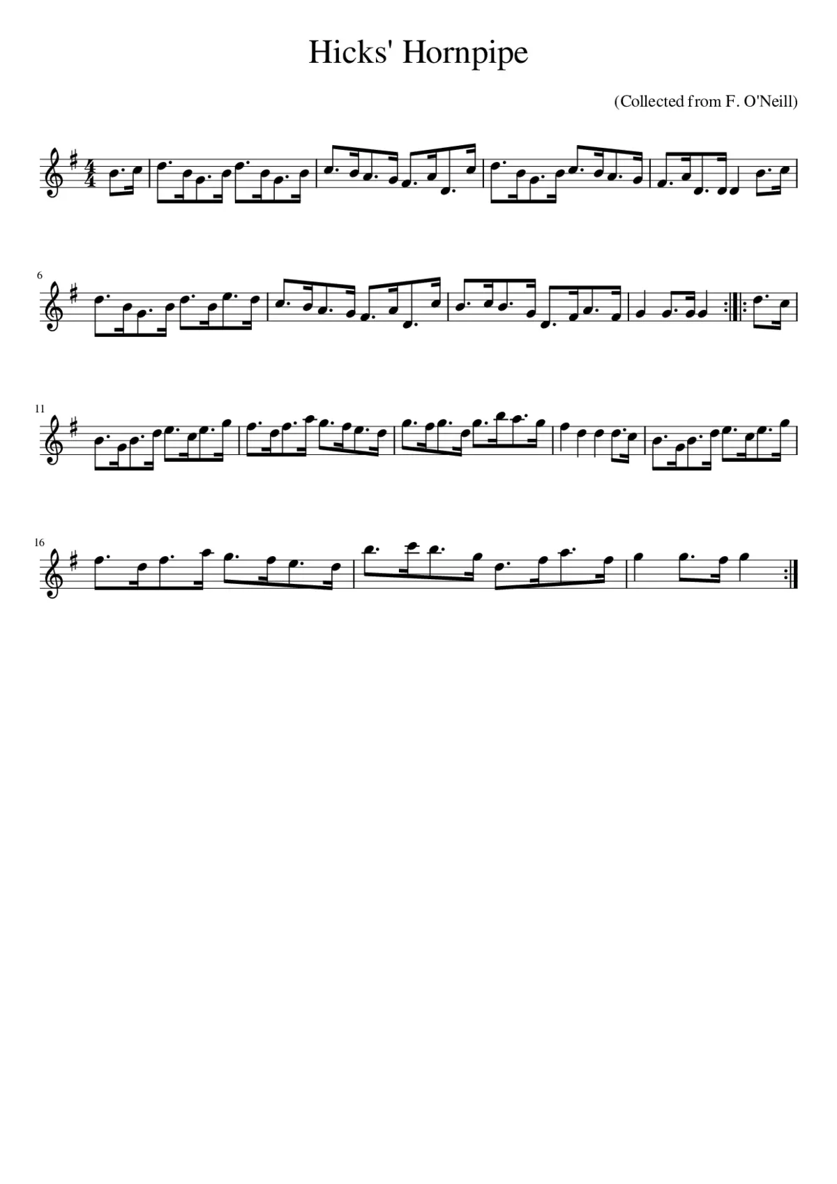 Hicks' Hornpipe - Page 1