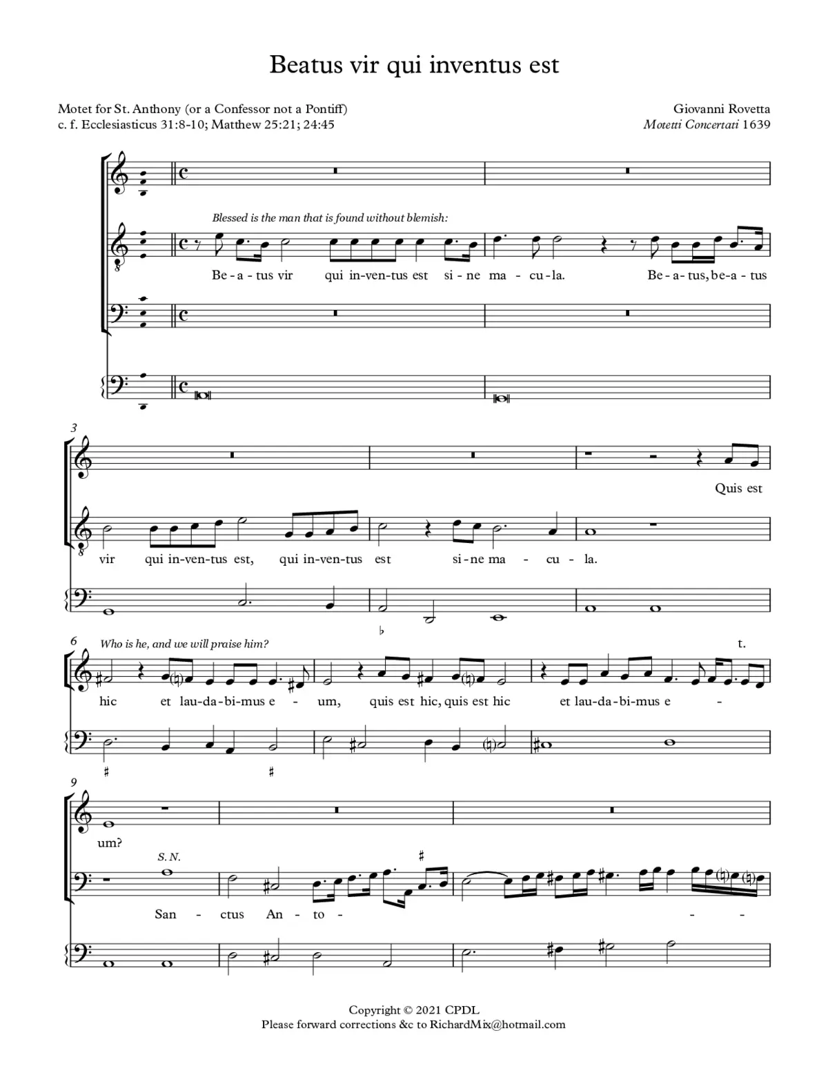 Beatus vir qui inventus - Page 1