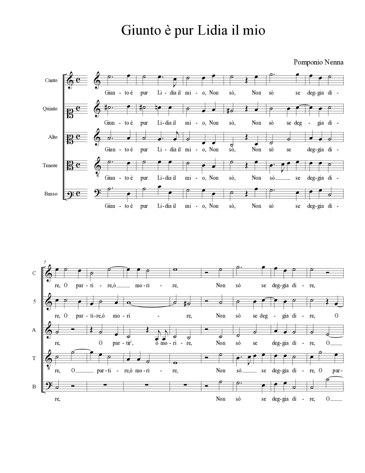 Giunto è pur Lidia il mio - Page 1