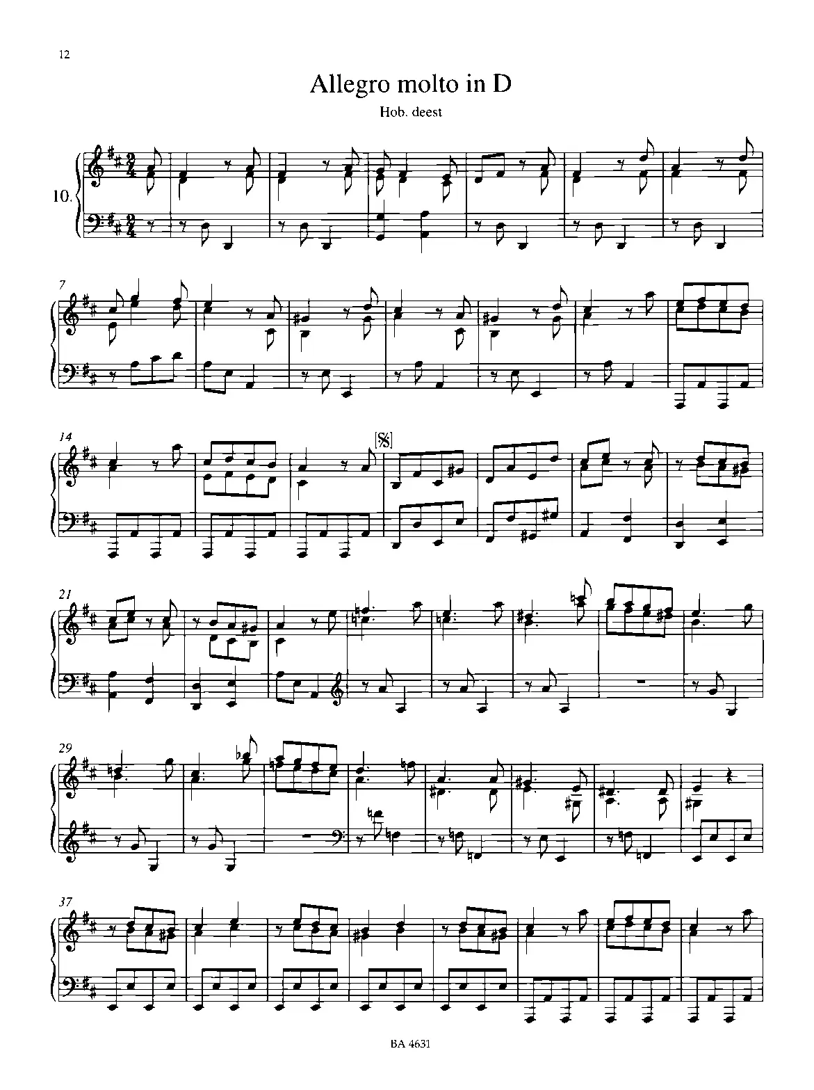 Allegro molto in D major, Hob.deest - Page 1