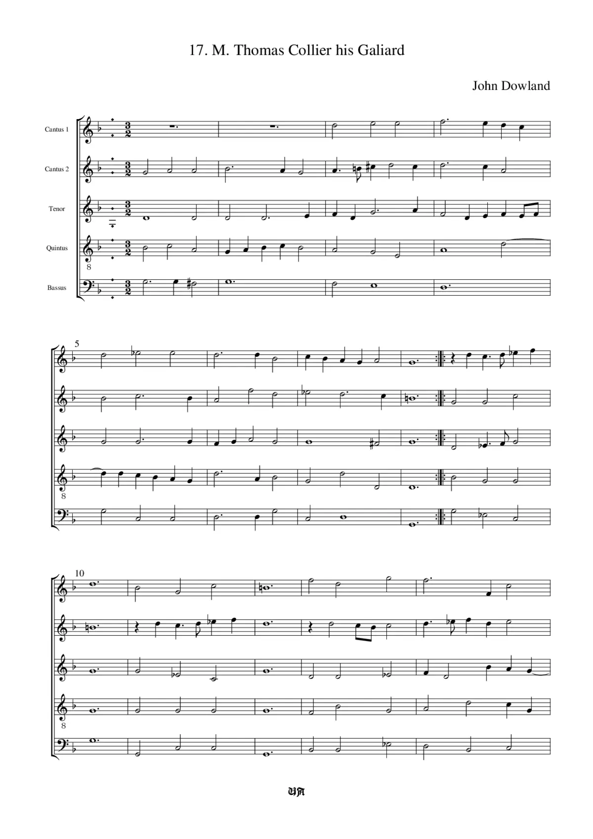 Mr. Thomas Collier his Galliard - Page 1