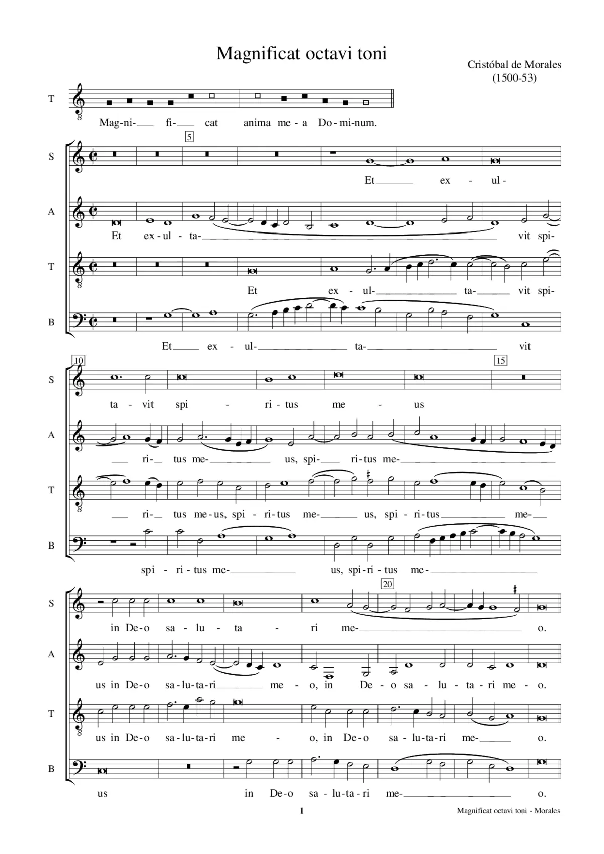 Magnificat Octavi Toni 'Et exultavit' - Page 1