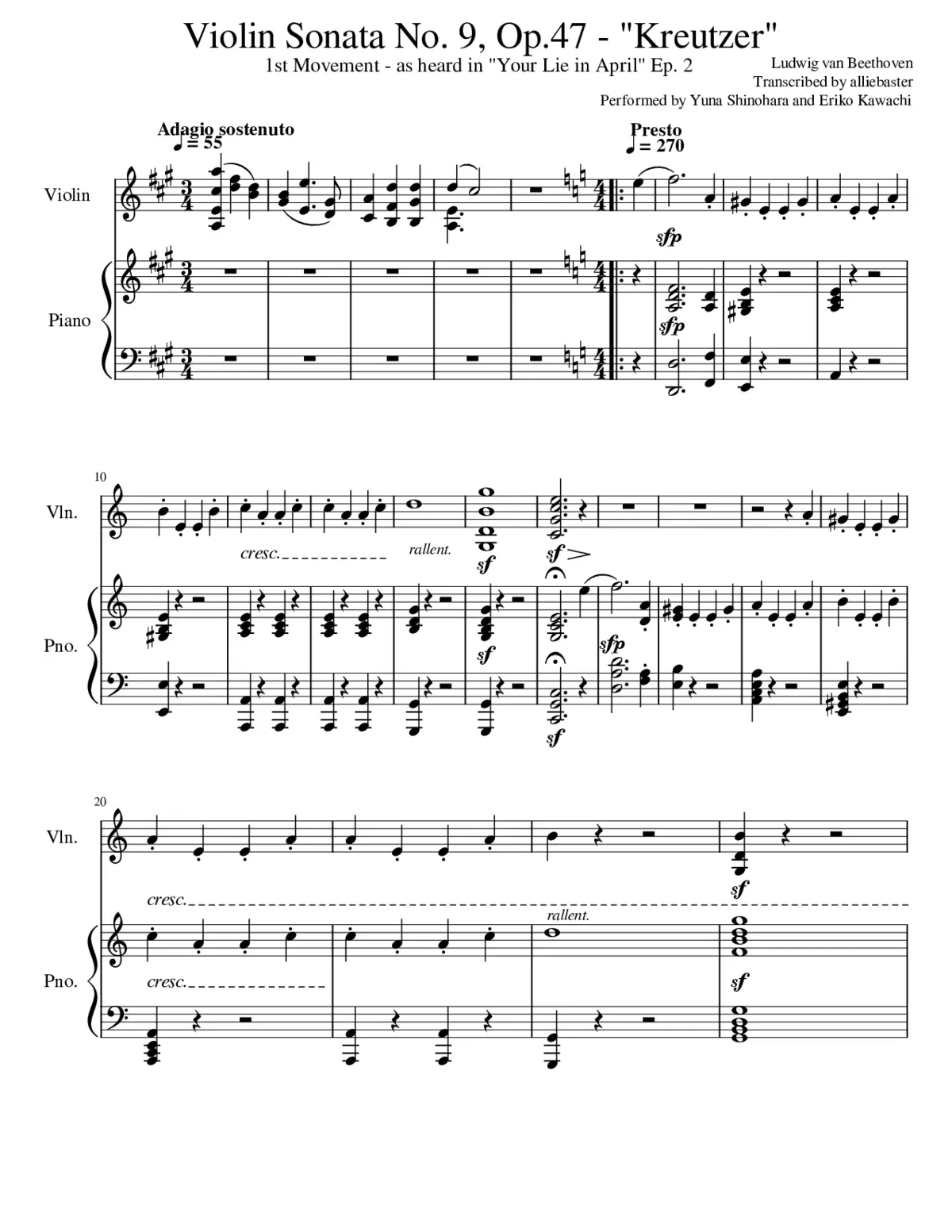 Violin Sonata No.9 Op.47 - Page 1