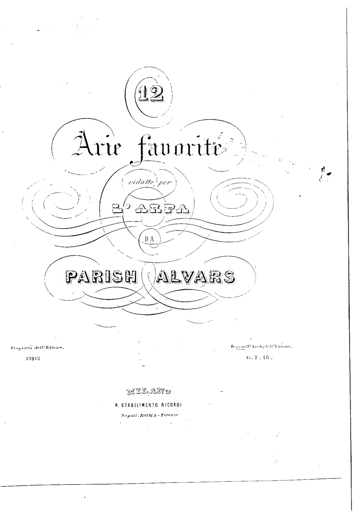12 Arie favorite ridotte per l'arpa - Page 1