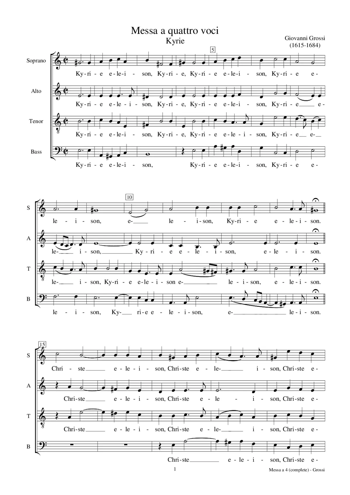 Messa a quattro voci - Page 1