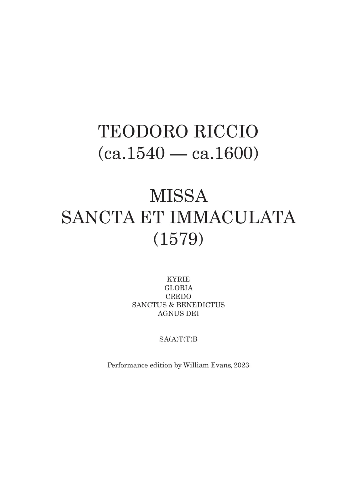 Missa Sancta et Immaculata - Page 1