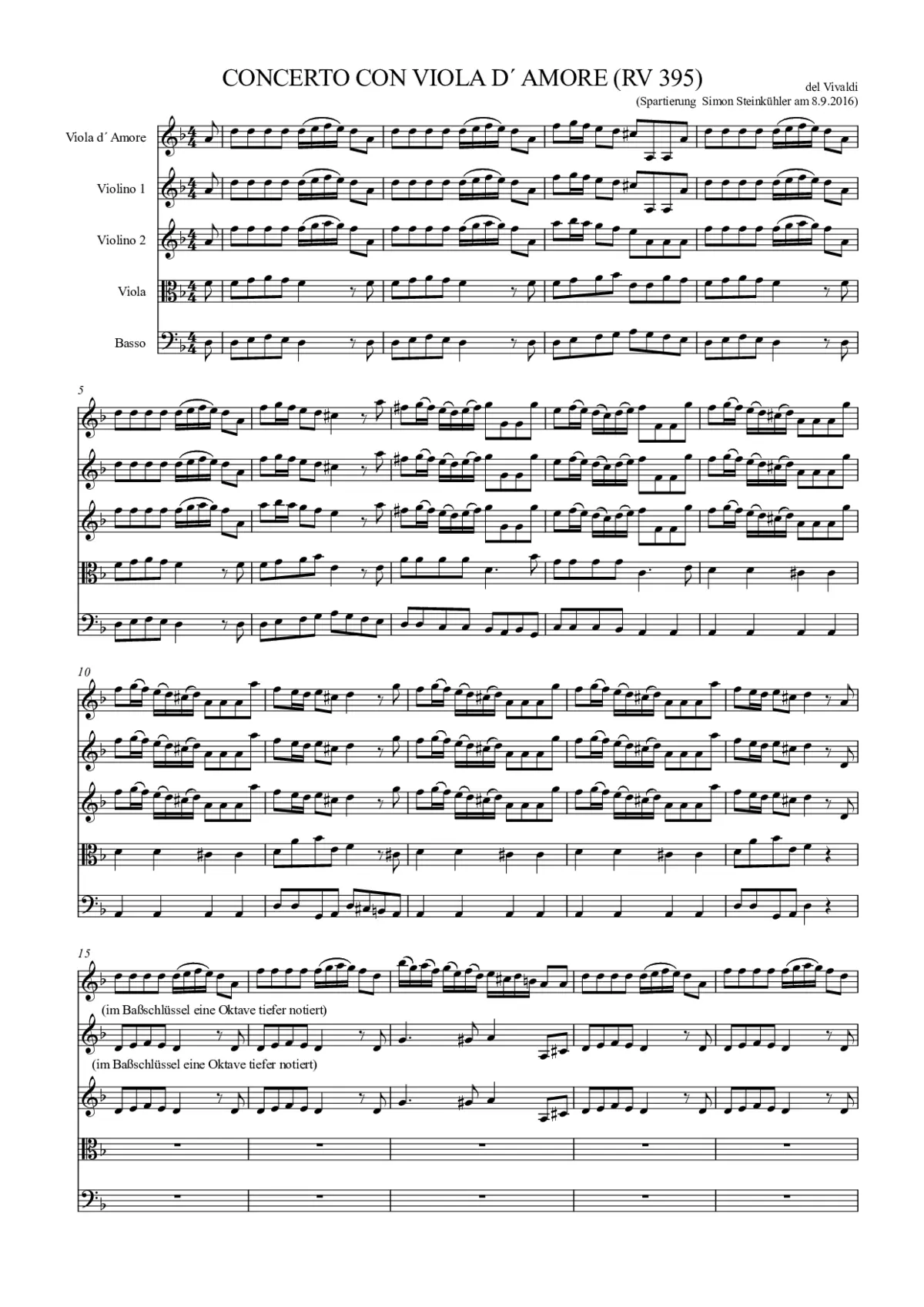 Concerto for Viola d'amore in D minor - Page 1
