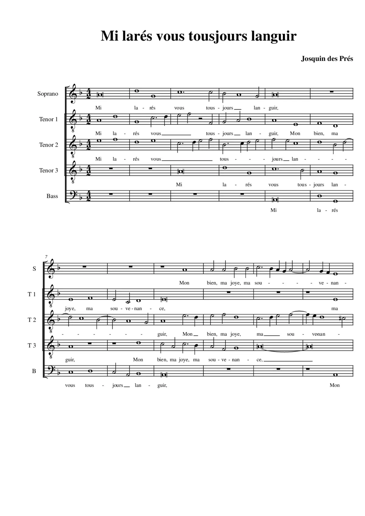 Mi larés vous tousjours languir - Page 1