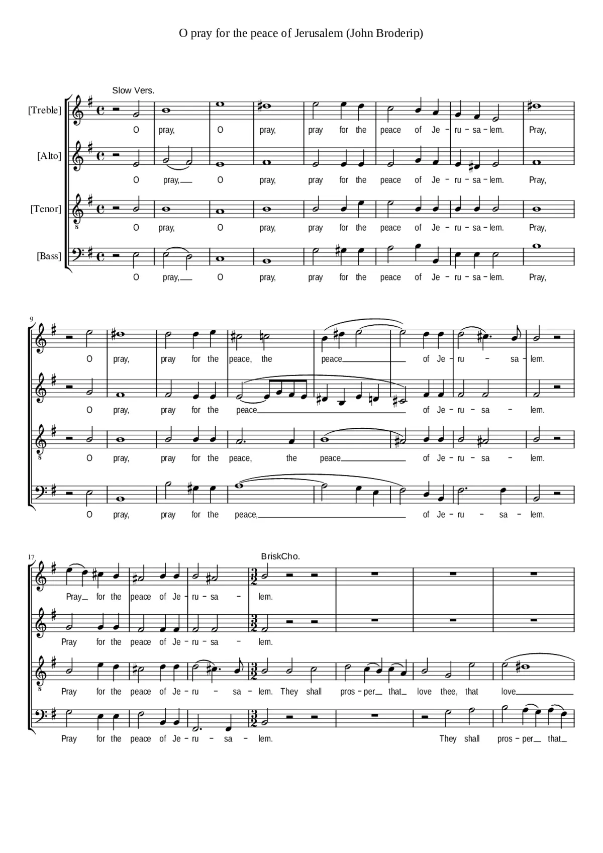 O pray for the peace of Jerusalem - Page 1