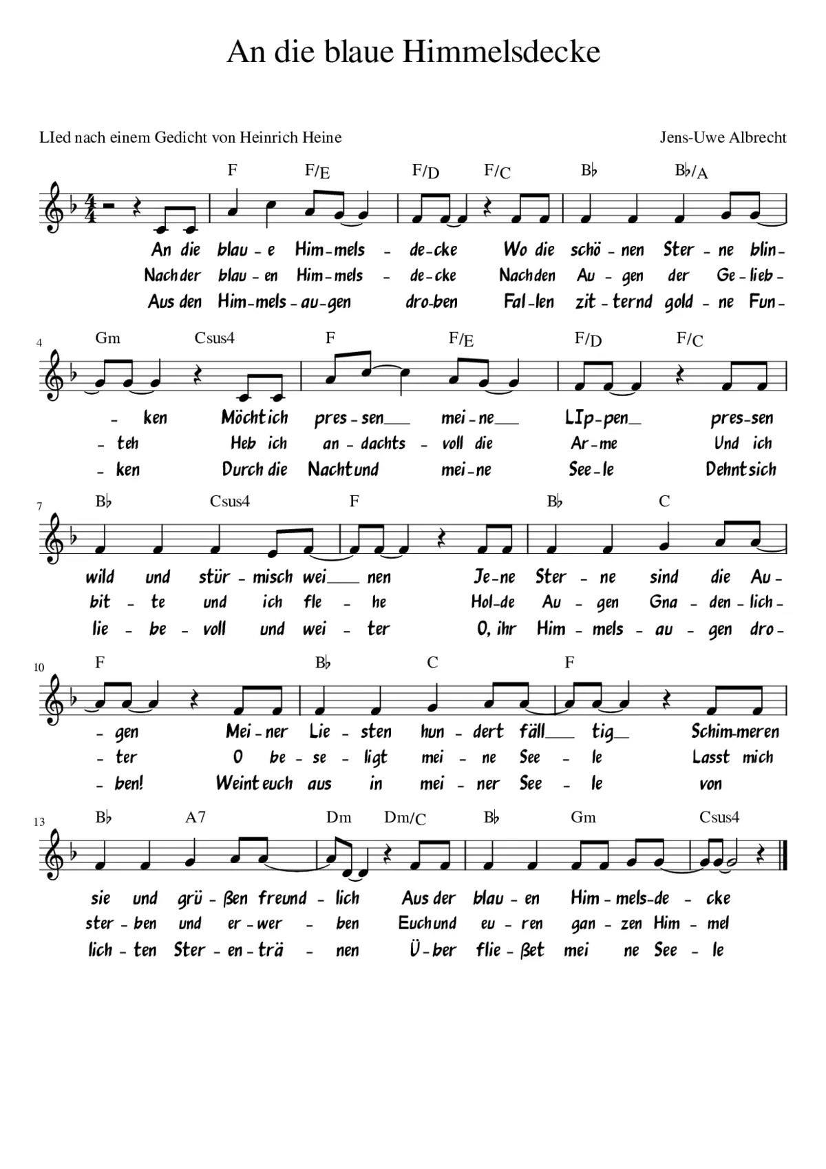 An die baue Himmelsdecke - Page 1